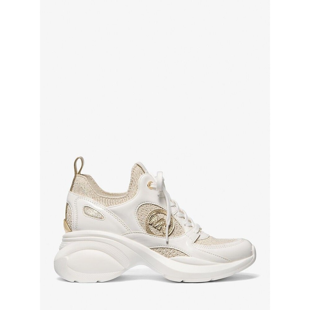 Michael Kors Zuma Trainer Womens US 5.5M Pale Gold Platform Lifestyle Shoes - Picture 2 of 10